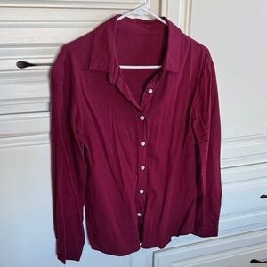 Women's Burgundy Button-Up Shirt